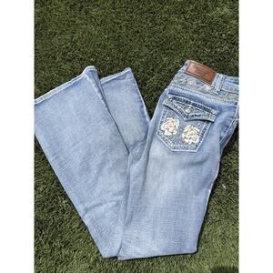 Westfield Eagle Women's Jeans Blue Flare Medium Wash Embroidered Pockets 9